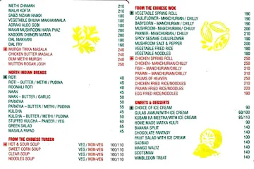 Nandhana Palace menu 