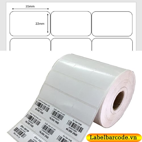 Giấy in mã vạch 3 tem 35x22mm x 3 tem 1 hàng