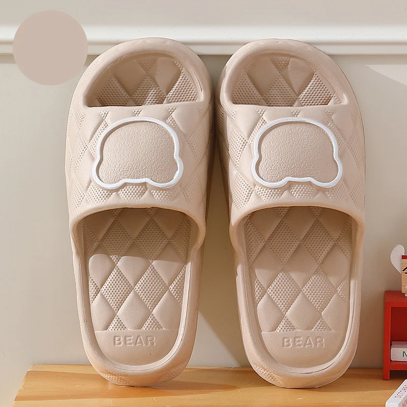 Pantoufles d'ours Rhombus Design d'intérieur, antidérapantes, semelles épaisses. Chaussons mignons pour femmes et hommes, pour chambre, salle de bain.