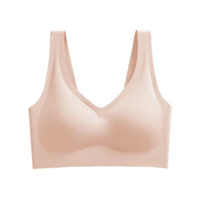 Soutien-gorge de sport grande taille nude, sans couture, boutonnage dos, une pièce, bonnet complet, fin, yoga, sans armatures.