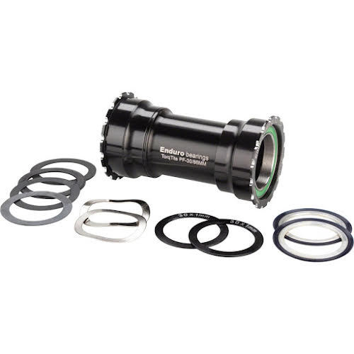 Enduro TorqTite Bottom Bracket: 386 EVO, XD-15 Pro Angular Contact Ceramic Bearings Black