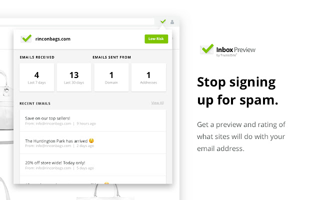 Inbox Preview by TrustedSite chrome extension