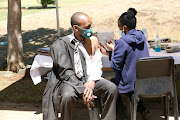 A man receives his Pfizer injection during the Vooma vaccination campaign in Soweto.