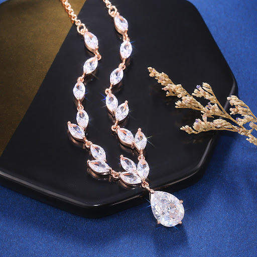 Title 8, Womens Fashion Zircon Earrings and Necklace Se...