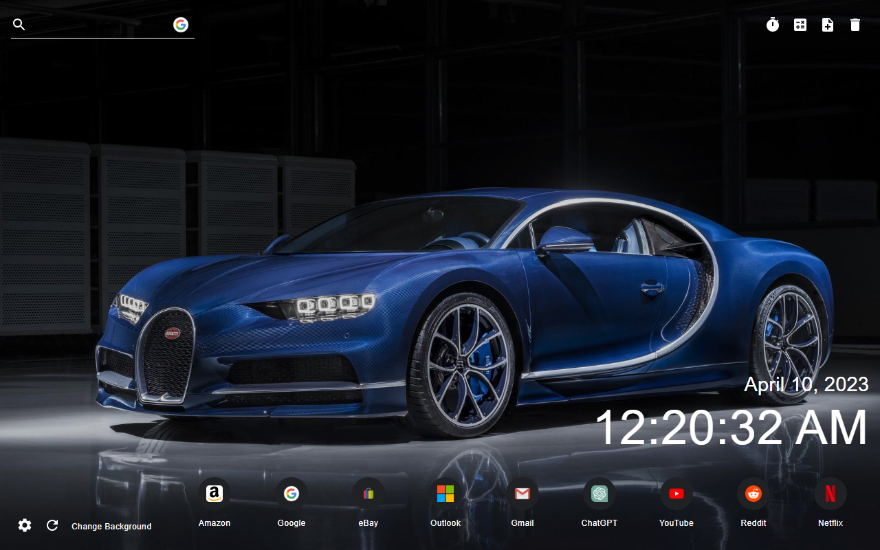 Bugatti Wallpaper Theme New Tab Preview image 2