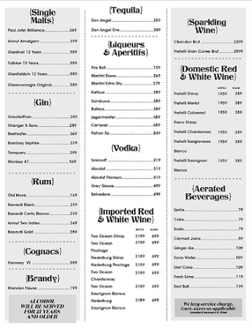 Brahma Brew Works menu 