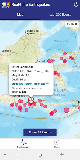 Screenshot BMKG Real-time Earthquakes