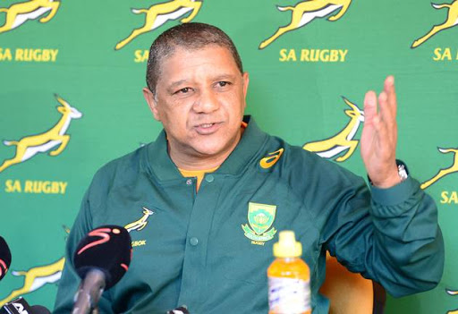 Springbok coach Allister Coetzee speaks during the South African national men's rugby team media briefing at Southern Sun Pretoria Hotel on June 05, 2017 in Pretoria, South Africa.