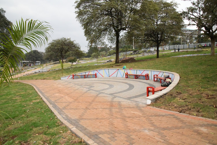 A hanging out corner at the new Uhuru Park