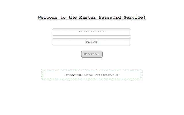 Master Password Service chrome extension