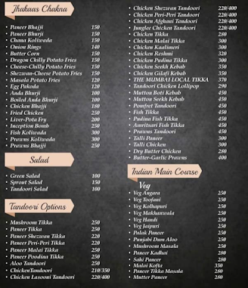 MUMBAI LOCAL BAR AND KITCHEN menu 