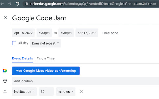 Google Calendar Right Click