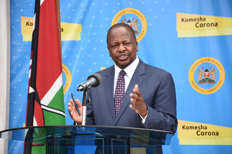 Health Cabinet Secretary Mutahi Kagwe during press briefing on Coronavirus updates in Kenya on Wednesday April 15, 2020.