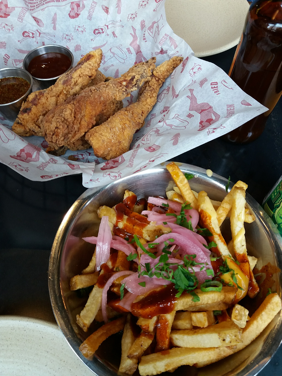 Poutine fries and chicken tenders