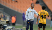 Kaizer Chiefs coach Arthur Zwane and winger Kgaogelo Sekgota during the DStv Premiership match against AmaZulu at FNB Stadium on September 3 2022.