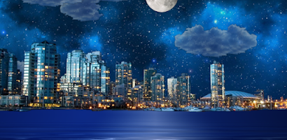 Night city from sea wallpaper Screenshot