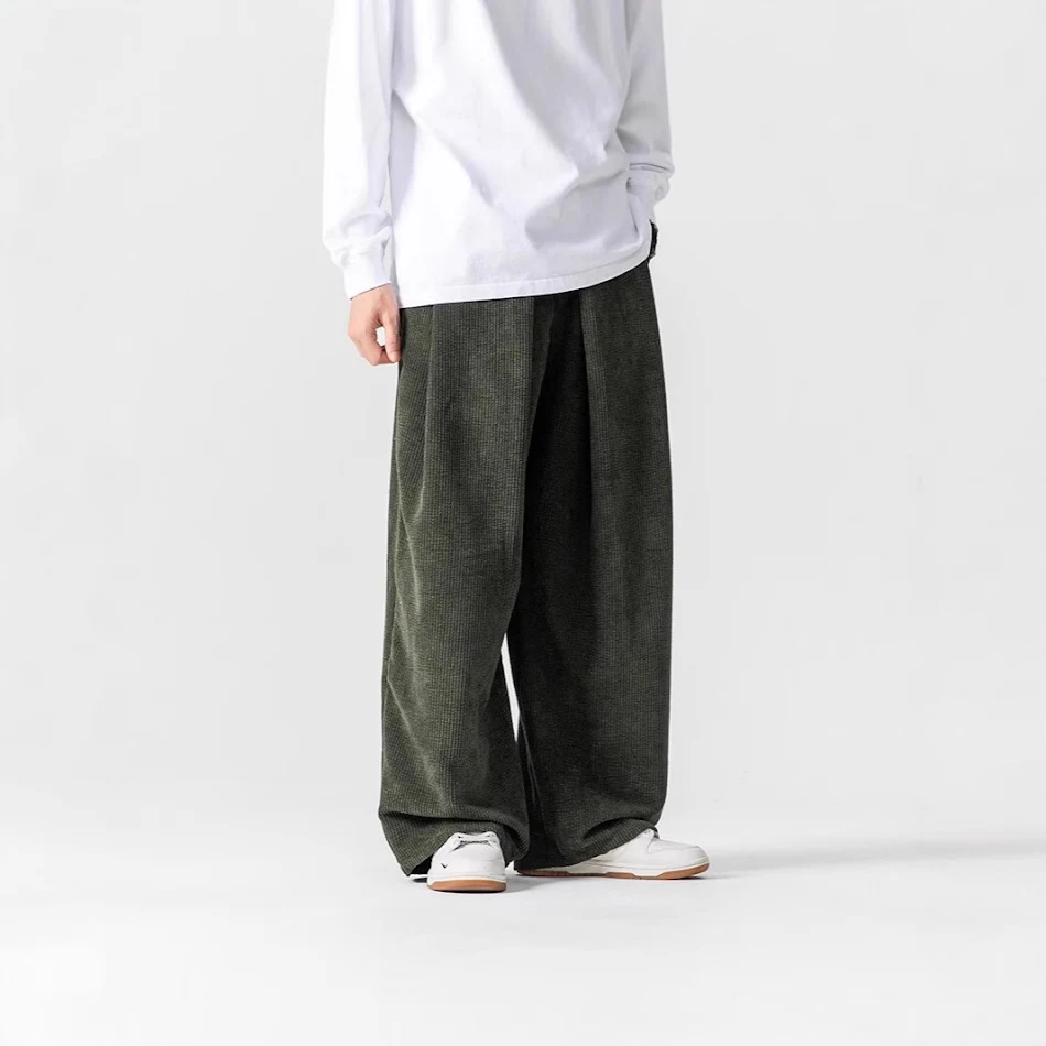 Pantalon Large Rétro Style Chinois Nouveau, Coupe Droite et Ample, Effet Mopping, Confort et Style pour le Loisir Féminin, Idéal pour une Tenue Décontractée