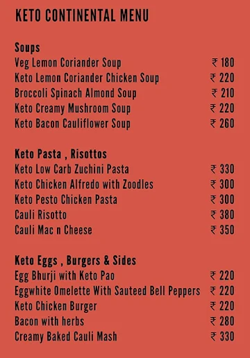 Keto Cop menu 