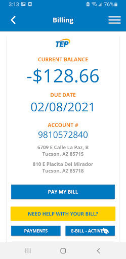 Screenshot Tucson Electric Power