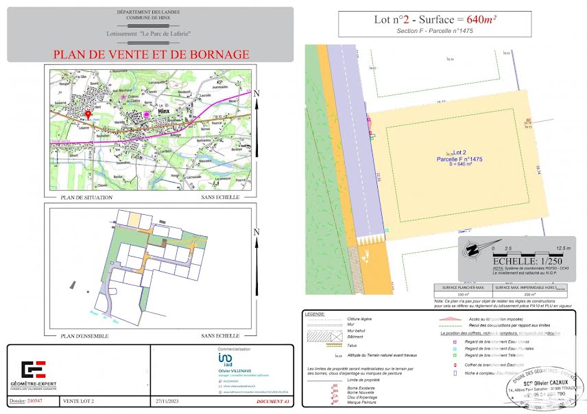 Vente terrain  640 m² à Hinx (40180), 85 000 €