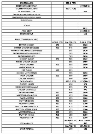 Sardar Da Dhaba menu 