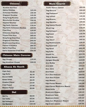 Radha Raman menu 