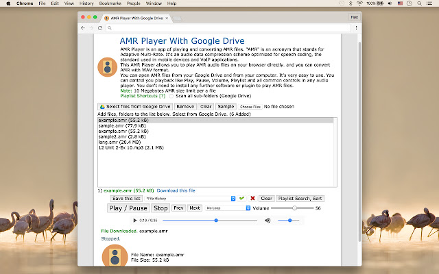 AMR Player With Google Drive chrome extension