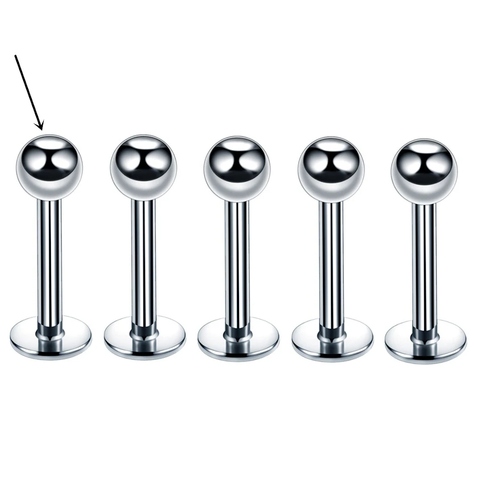 Labret en Acier Inoxydable avec Cône et Boule Multicolore. Plusieurs Tailles. Piercing pour Lèvre, Oreille, Cartilage. Design élégant et durable.