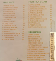 The Juice Standard menu 1