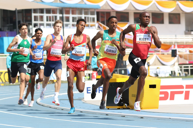 Noah Kibet competes in the men's 800m Round One during the World Under 20 Championships at Moi Stadium, Kasarani