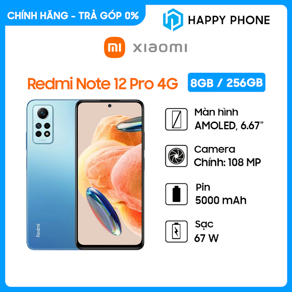 Điện Thoại Xiaomi Redmi Note 12 Pro 4G (8Gb/256Gb) - Hàng Chính Hãng