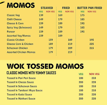 The Momo Co. menu 