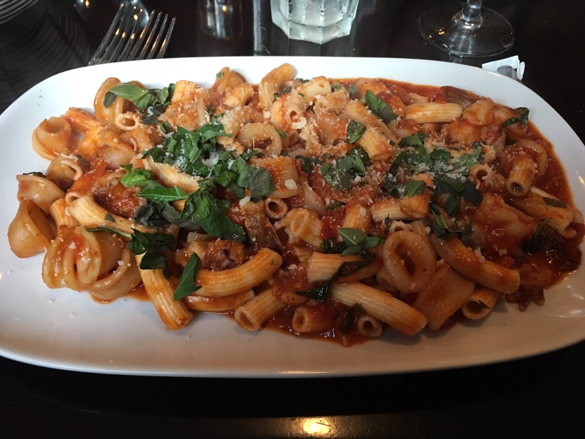 Calamari and shrimp fra diavolo.. pasta wasn't cooked great and the sauce wasn't spicy but I'd go back to try something else