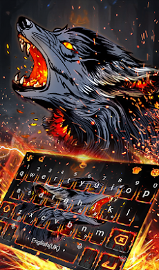 Fire Flaming Wolf Keyboard Themeのおすすめ画像1