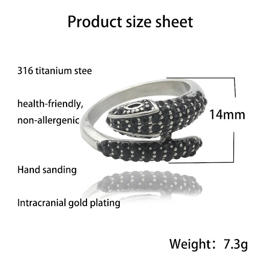 Title 6, Retro Titanium Steel Animal Snake Ring Stylish ...