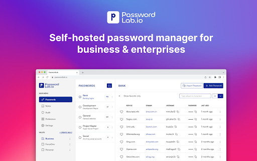 PasswordLab - Self-hosted password manager