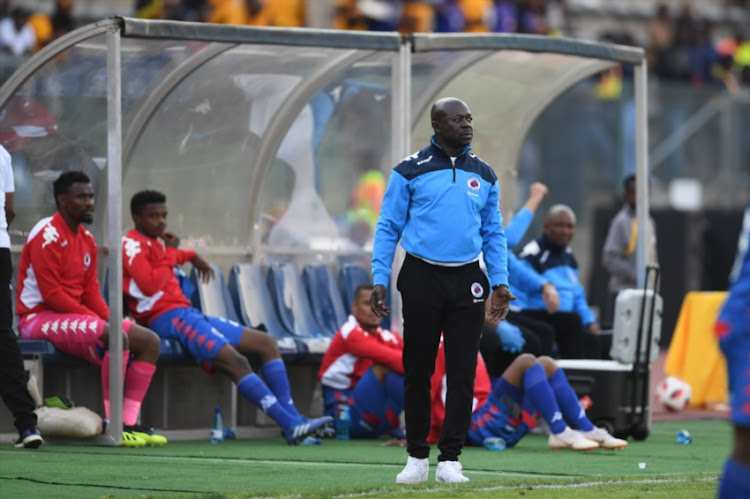 SuperSport United coach Kaitano Tembo during the MTN8 semi final 1st Leg match between SuperSport United and Kaizer Chiefs at Lucas Moripe Stadium on August 26, 2018 in Pretoria, South Africa.