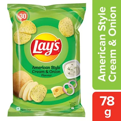 Lays Potato Chips - American Style Cream & Onion Flavour - 78 gm