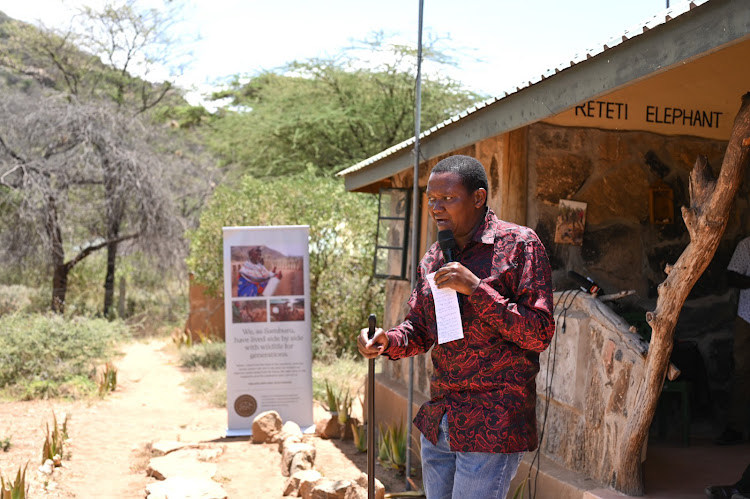 Tourism and Wildlife CS Alfred Mutua on his second Utalii fresh tour in Rereti Elephant Sanctuary in Samburu on March 21,2024.