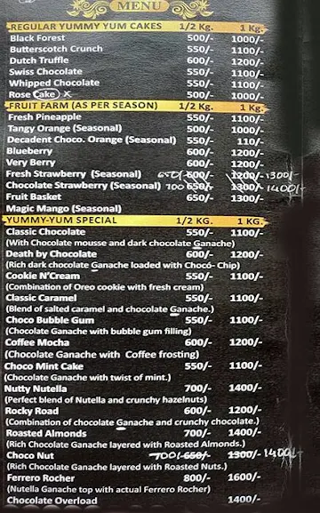 Yummy Yum Cakes menu 