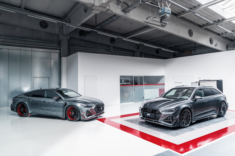 The ultimate Audi RS7 (left) and RS6 Avant pair created by German tuner ABT Sportsline.