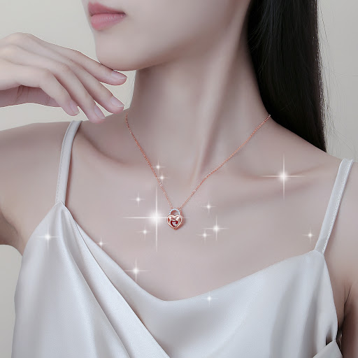 Title 1, Silver Necklace Womens Fashion Design Heart-to...