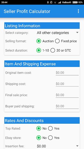 eBay Seller Profit Calculator