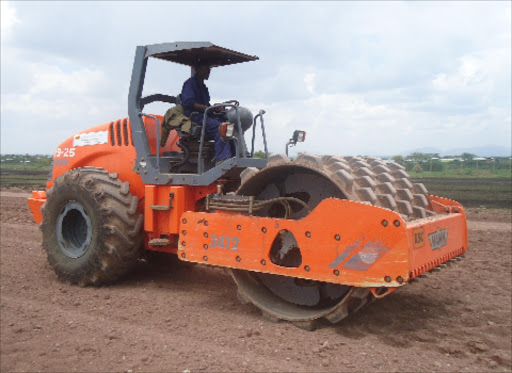 A contractor at work at the Isiolo International Airport. The World Bank is funding several projects in the county including the tarmacking of the 740-Kilometre Isiolo-Modogashe-Mandera road.