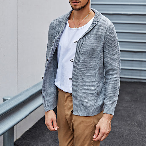 Title 6, Mens Solid Color Slim Fit Cardigan Buttoned Sw...