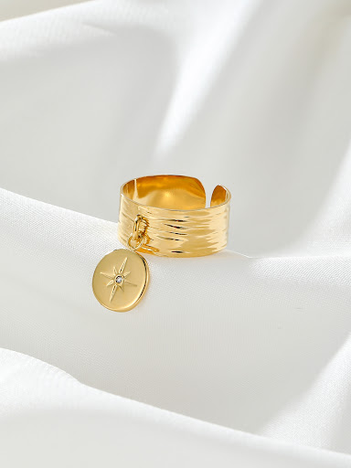 Title 3, Gold-plated stainless steel adjustable ring fea...