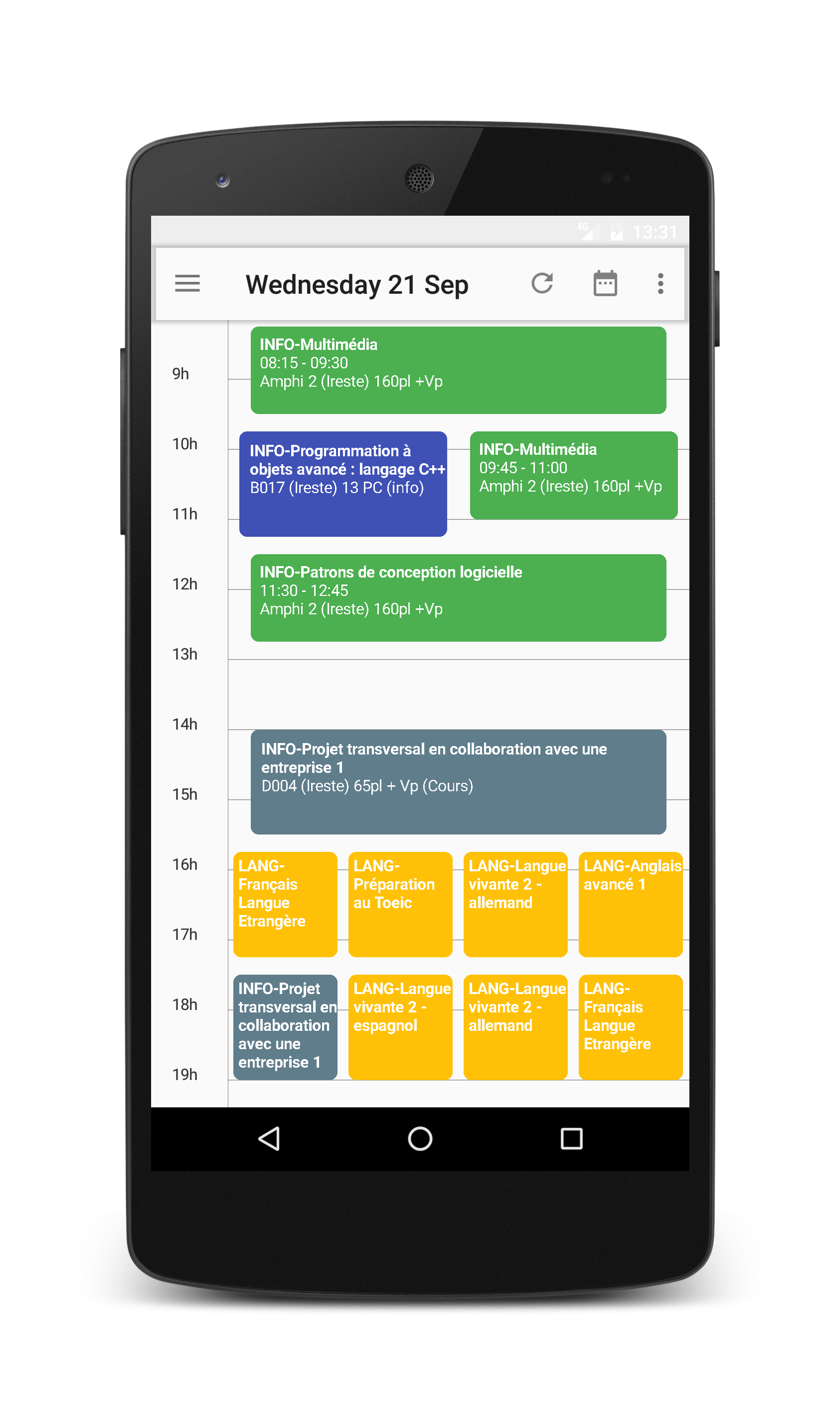 Android application EDT - Agenda screenshort