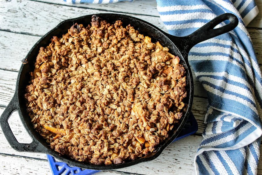 Cast Iron Skillet Peach Cobbler Recipe | So Easy, So Good | Just A Pinch