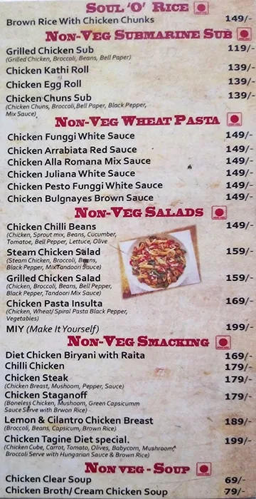 The Health & Play Cafe menu 