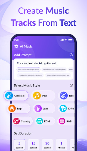 Screenshot AI Music Generator from Text